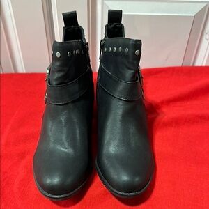 Black Ankle Boots with Studded Straps